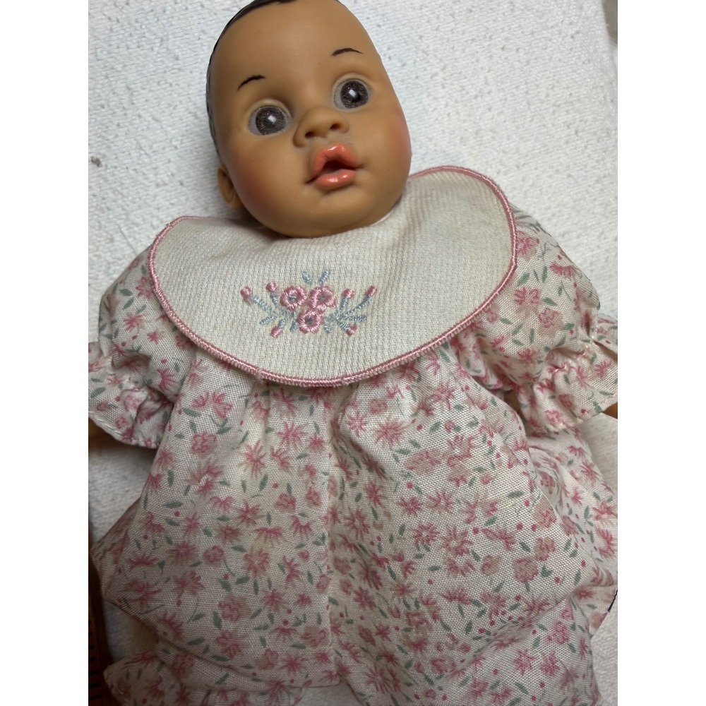 Paulinetes Baby Doll Pink Floral‎ Romper Dress W Bib